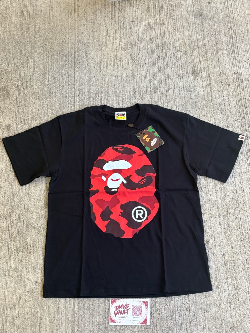 Bape Red Camo Ape Head Graphic Tee - Black